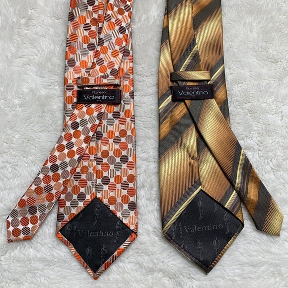Aurelio Valentino Italy Set of Silk Ties Striped and Polka Dots - Picture 4 of 4